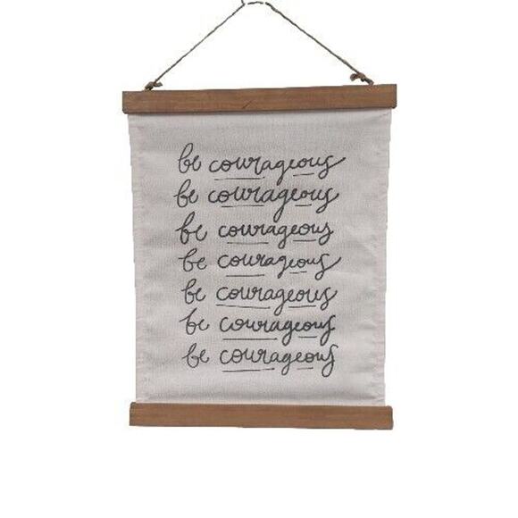Canvas Banner "Be Courageous", 12" x 16" Wall Art, Jute, Wood, Office Home Decor - Picture 1 of 7